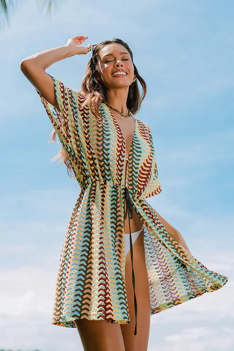 Kimono cover up rayé