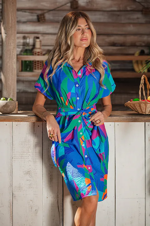 Robe courte abstraite multicolore