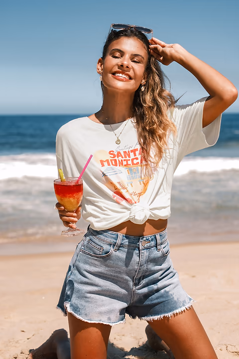 T-shirt à imprimé graphique à col rond