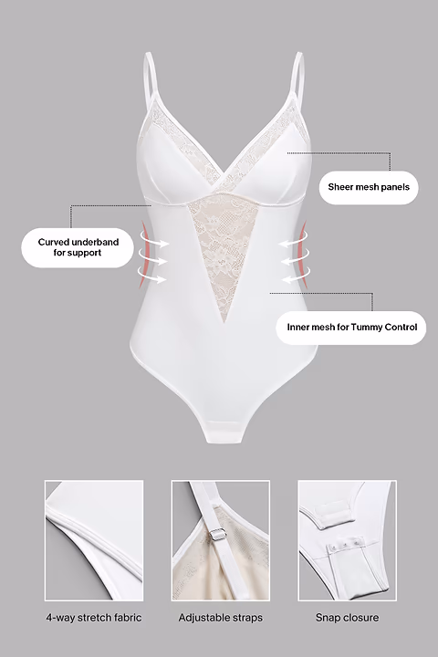 Body gainant blanc bretelles ajustables – vue 2