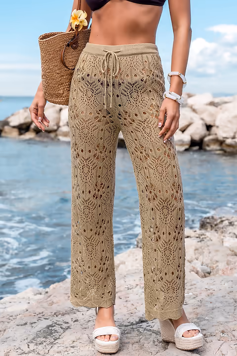 Pantalon cover up à cordon jambe droite