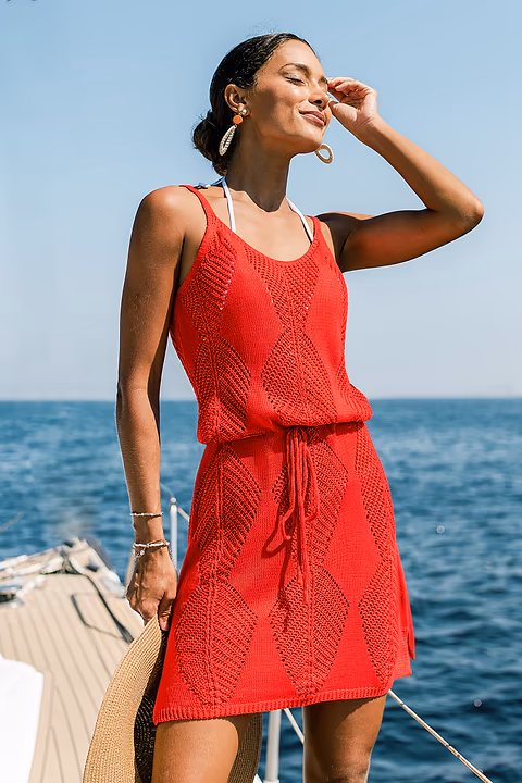 Robe courte cover up de plage rouge à l’énergie estivale