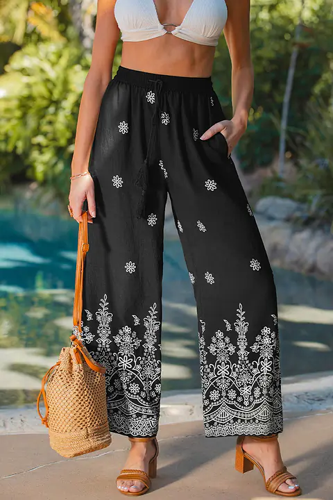 Pantalon bohème taille élastique