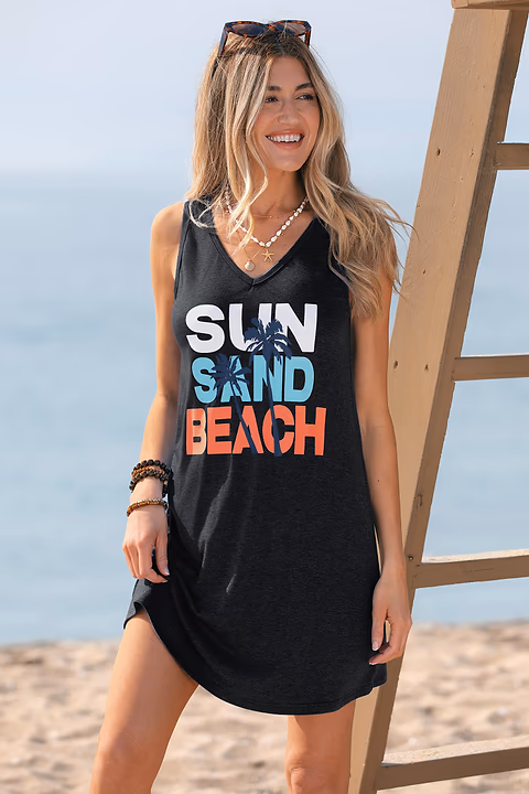 Robe courte à imprimé graphique sans manches