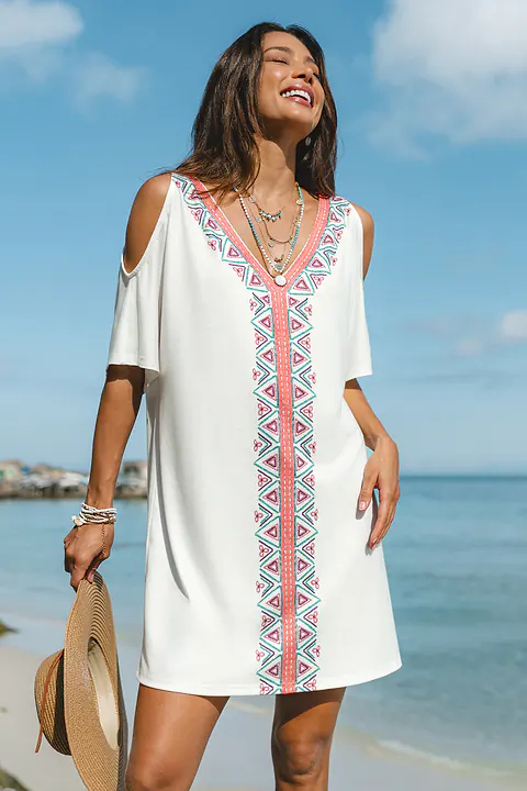 Robe cover up courte à découpes